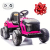 24V 7Ah Ride On Tractor W/Tiltable & Detachable Trailer, Moeyuro Kids Electric Vehicles Tractor W/400W Motors, Adjustable Seat,