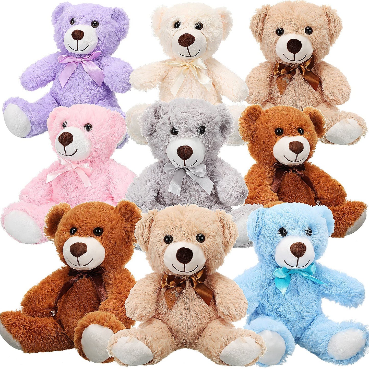 Zhanmai 9 Packs Cute Bear Stuffed Animals 14 Inch Plush Bears In 7 Colors Stuffed Animals Bulk For Valentine‘S Day Gift Graduation Baby Shower Birthday Party Favor