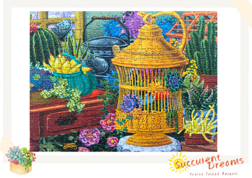Artist Joseph Burgess - 300 Piece Puzzles for mature-themeds Large Piece - Fall Succulent Dreams - Jigsaw Puzzles for Seniors