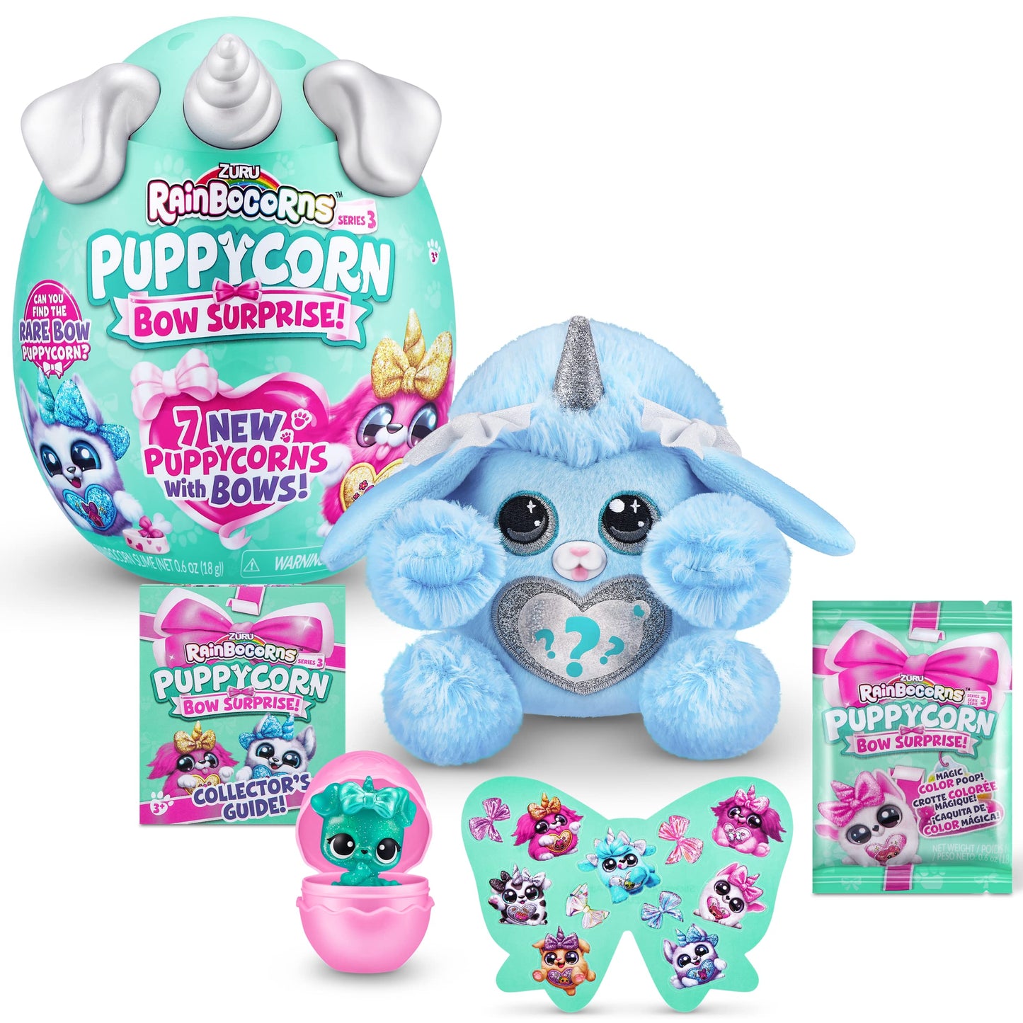 Rainbocorns Puppycorn Surprise Series 3 (Poodle) By Zuru, Collectible Plush Stuffed Animal, Surprise Egg, Sticker Pack, Slime, Dog Plush, Ages 3+ For Girls, Children