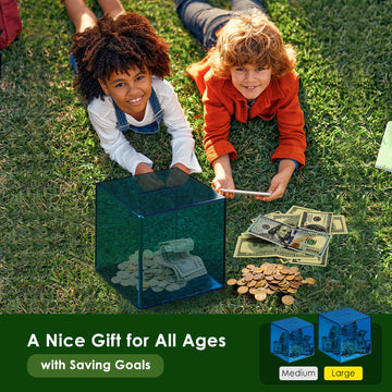 Piggy Bank For Adults Must Break To Open, Vcertcpl Acrylic Clear Piggy Bank Money Saving Box For Cash Saving, Unopenable Adults