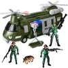 JOYIN Military Vehicles Toy Set of Friction Powered Transport Helicopter with Light and Sound Siren, and Soldier Army Men Action
