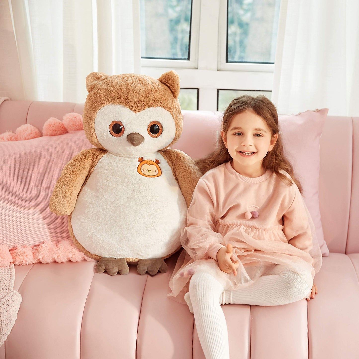 IKASA Giant Owl Plush Toy, 23" Jumbo Soft Stuffed Animal, Cute Oversized Plushie, Gifts for Kids, Model 6636543