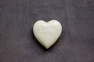 Creative Co-Op Soapstone Heart Decoration Engraved Love,White