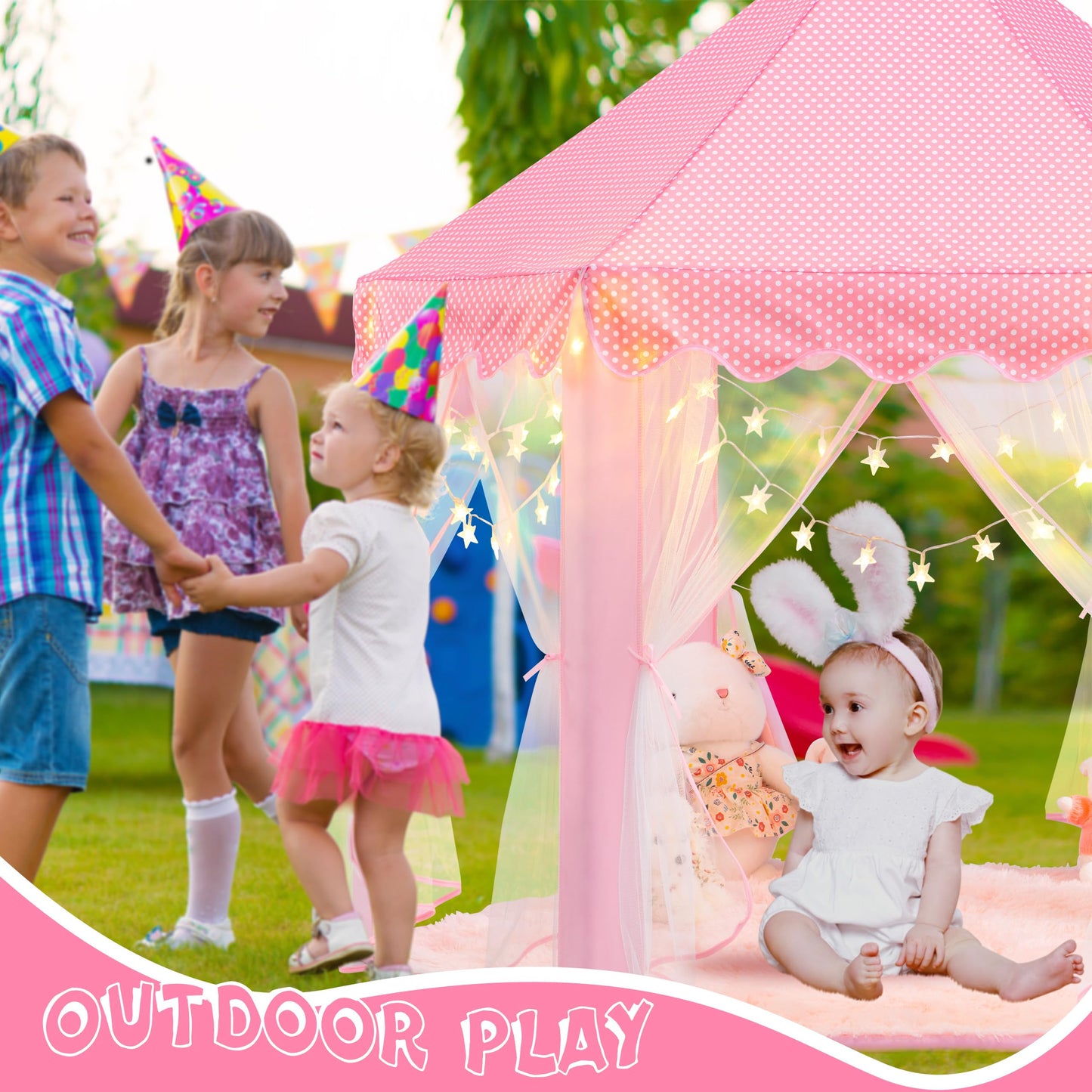 Evoionos Princess Tent For Girls, Kids Tent Indoor, Girls Tent With Star Lights, Pink Play Tent For Toddlers, Princess Castle Pl