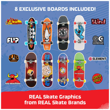Tech Deck, 25Th Anniversary 8-Pack Fingerboards With Exclusive Figure, Collectible And Customizable Mini Skateboards, Kids Toys For Ages 6 And Up