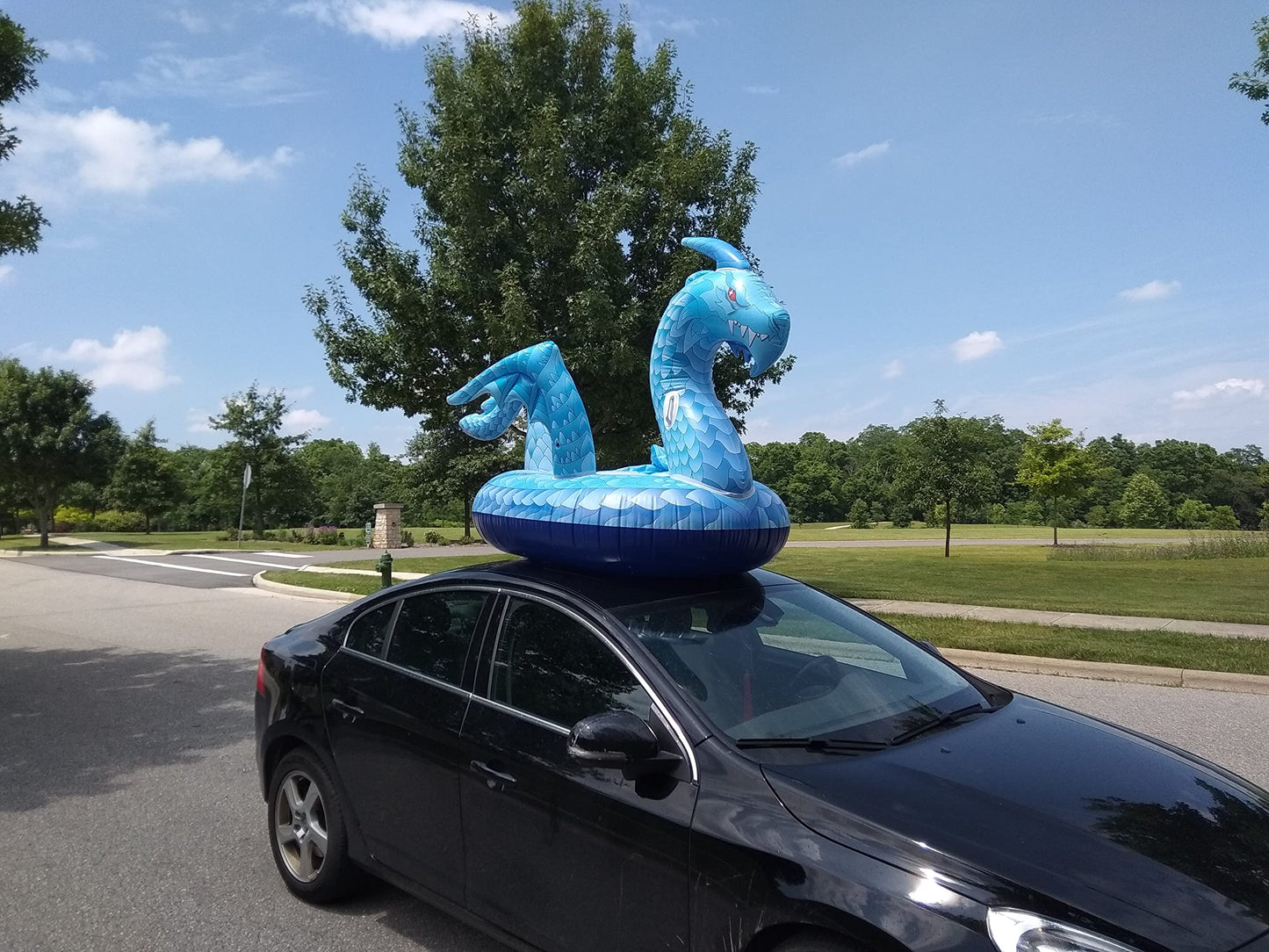 Giant Inflatable Dragon Pool Float, Cool ice Dragon raft 9 Feet Long with Faster Valve, Pool Float Floatie Ride On Summer Beach