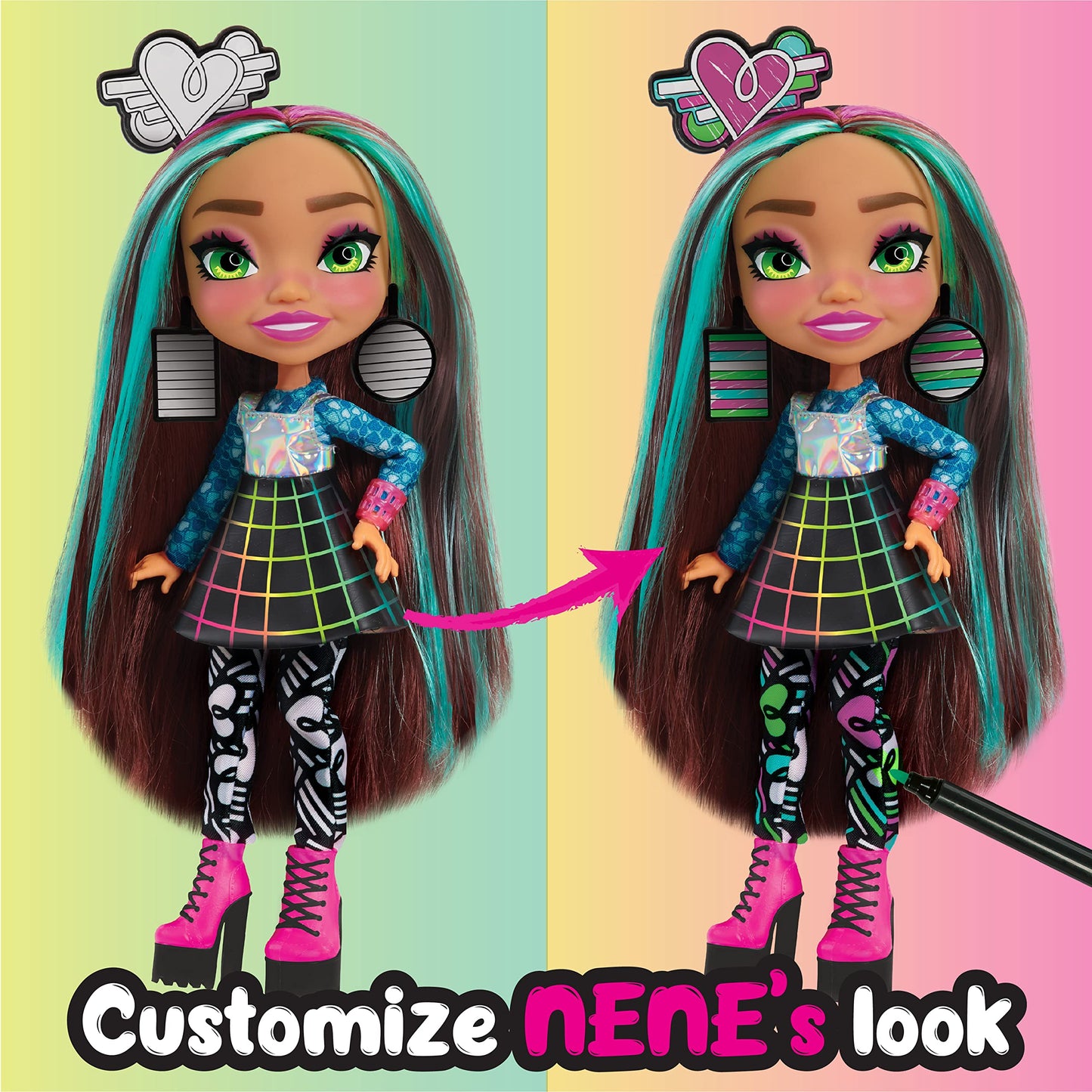 Just Play Art Squad Nene 10-Inch Doll & Accessories With Diy Craft Etching Project, Kids Toys For Ages 3 Up
