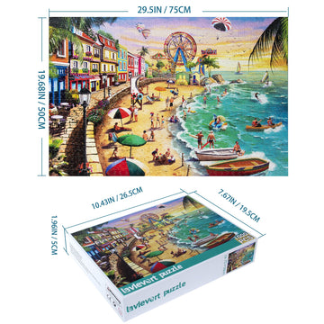 Lavievert Jigsaw Puzzle 1000 Piece Puzzle For Adults And Kids - Beach, Happy Vacation