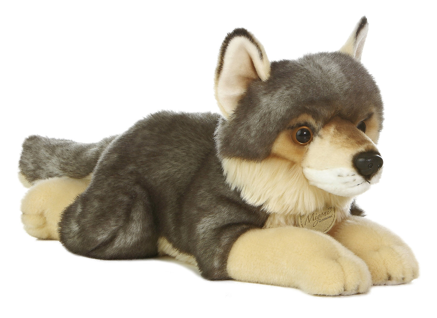 Aurora® Realistic Miyoni® Wolf Stuffed Animal - Lifelike Detail - Cherished Companionship - Gray 16 Inches