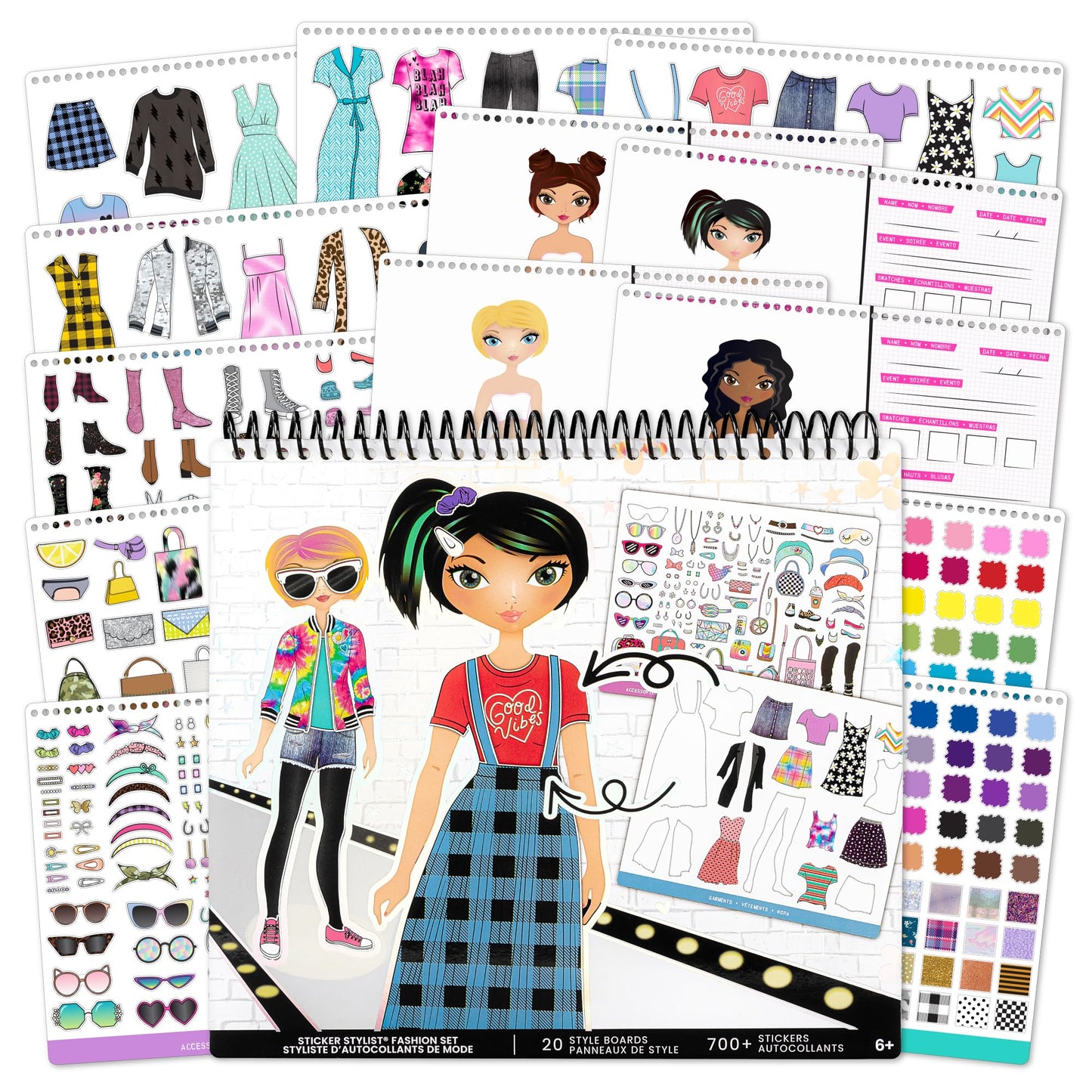 Fashion Angels Sticker Stylist Designer Kit for Girls - Kids Sticker By Number Book For Girls - 700+ Stickers - Fashion Sticker