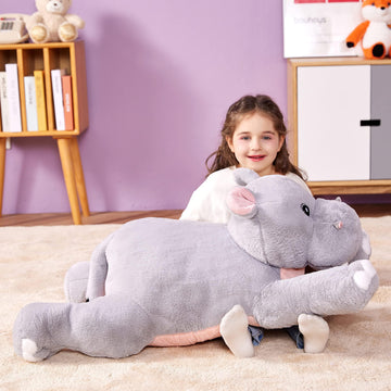 Ikasa Giant Hippo Stuffed Animal Plush Toy,Large Hippopotamus Cute 30' Jumbo Soft Toys,Huge Big Size Plushy Fluffy Fat Plushie,Gifts For Kids