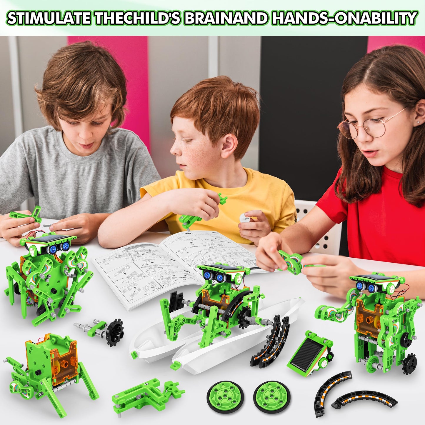 Bottleboom Stem 13-In-1 Education Solar Power Robots Toys For Boys Age 8-12, Educational Toy Science Kits For Kids Experiment Ro