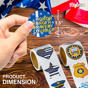 Playbees Police Stickers for Kids - 200 Pack of Educational Arts & Crafts, Law Enforcement Designs, Perfect for Classroom Prizes & Back to School