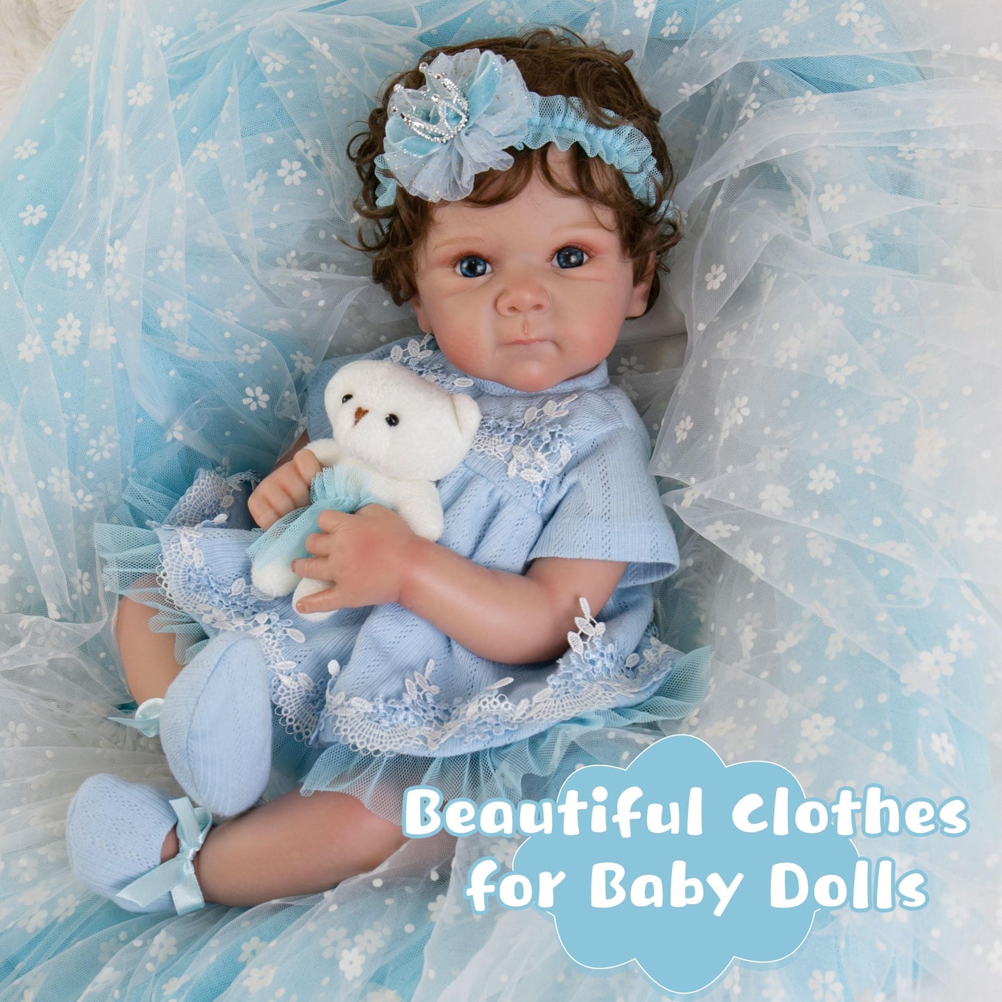 Ekokiz Reborn Baby Dolls Clothes Girl Blue Baby Clothes Doll Clothes 17-22 Inches Doll Clothes And Accessories For Reborn Baby D