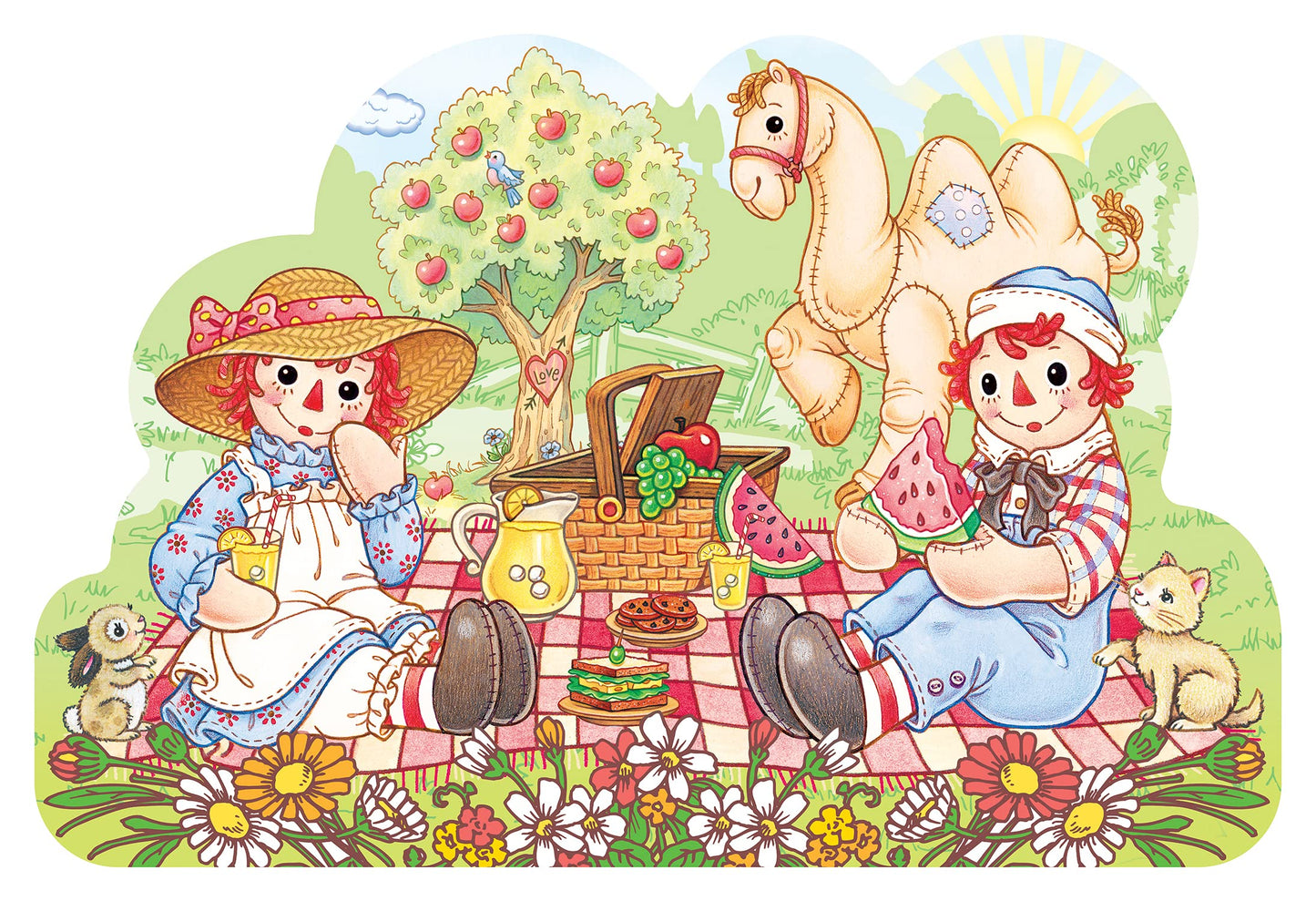 Masterpieces Floor Puzzle - Jumbo Size 36 Piece Jigsaw Puzzle For Kids - Raggedy Ann & Andy Shaped Puzzle - 3Ftx2Ft