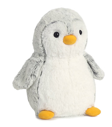 Aurora Playful Pompom Penguin Stuffed Animal - Vibrant Companions - Endless Fun - Gray 9 Inches