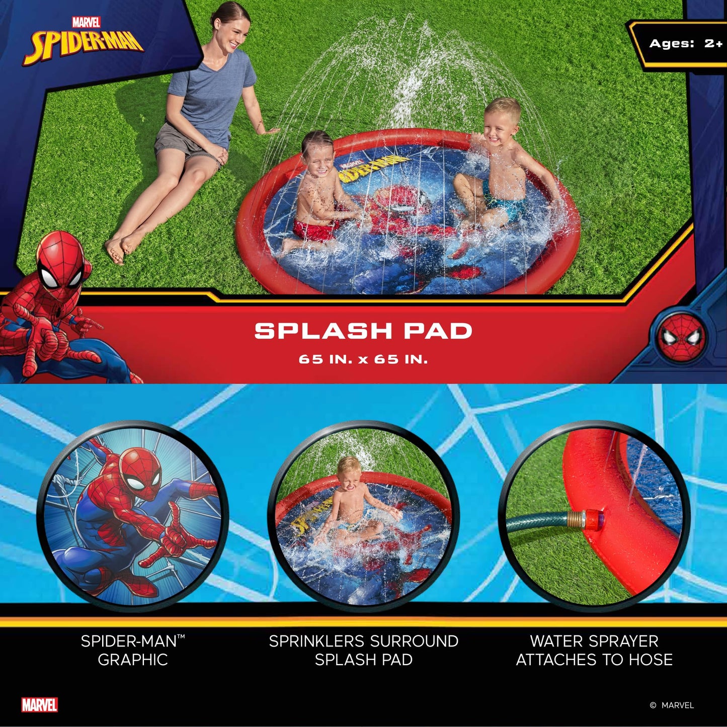 Marvel Spider-Man Splash Pad | Outdoor Sprinkler Water Toy For Children | Made For Kids Ages 2 And Up