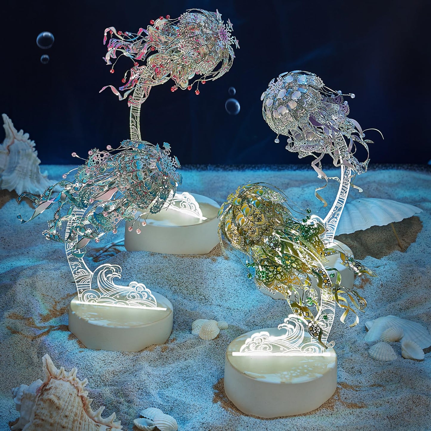 Piececool 3D Metal Model Kits, Jellyfish Night Lamp With Usb Plug, Cute Sea Animals Diy Models Building Kits For Adults Brain Teaser Puzzles, Best Dad Boyfriend Gifts
