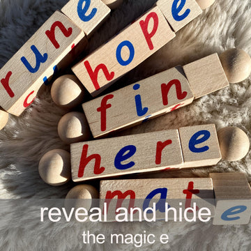 Quality Montessori Silent E Reading Blocks - Teach Magic E To Preschoolers - Sight Word Educational Early Reader Wooden Twist Toy