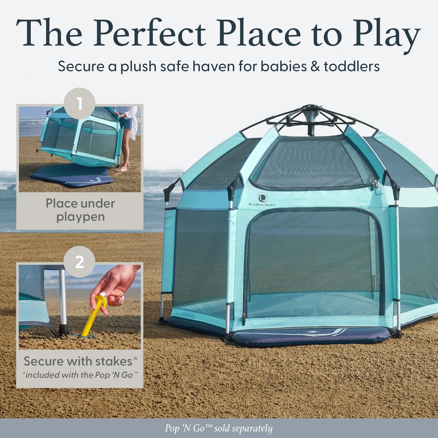 POP 'N GO PLAYPEN Baby Playmat for The Pop 'N Go Baby Playpen - 1.3'' Thick Self-Inflating Playmat for Placement Underneath or f