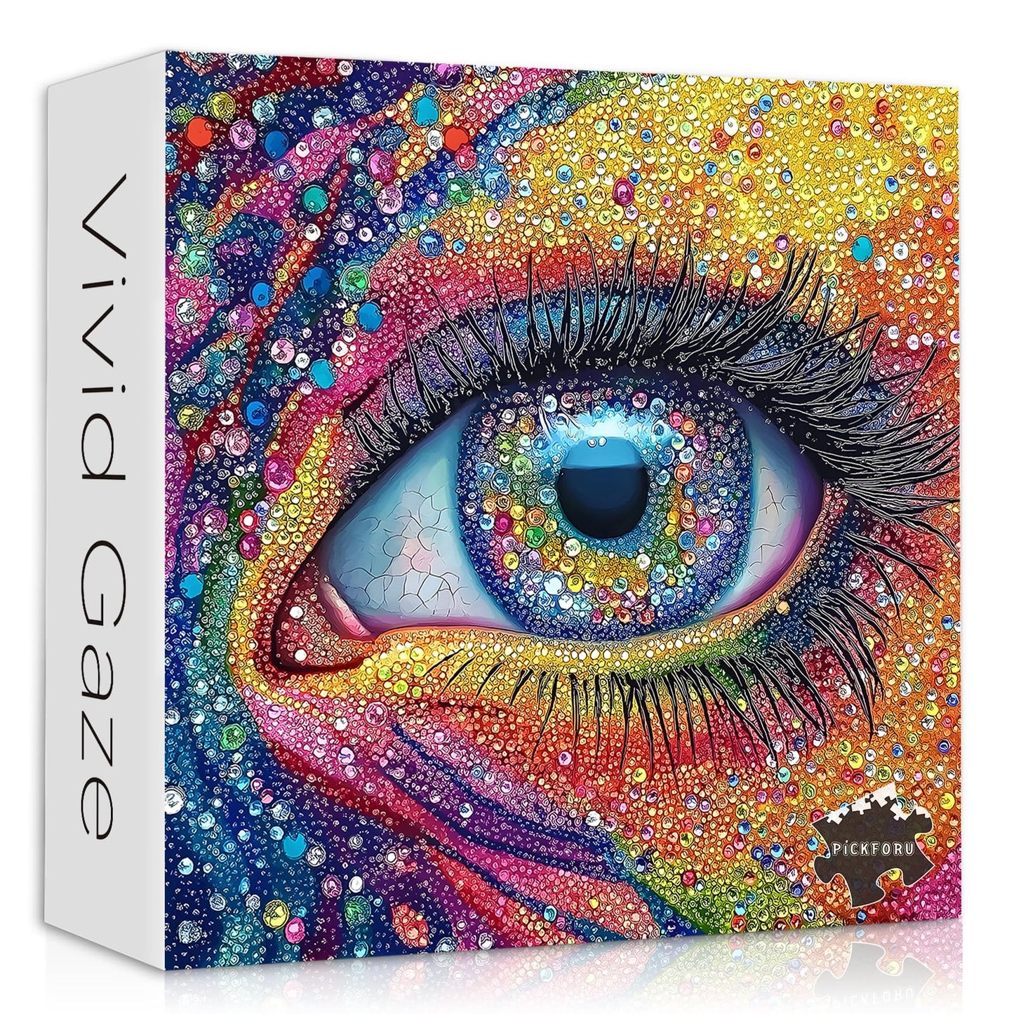 Impossible Puzzles for Adults 1000 Pieces, Colorful Eye Gemstone Art Puzzles Difficult, Rainbow Crystal Hard Challenging Jigsaw