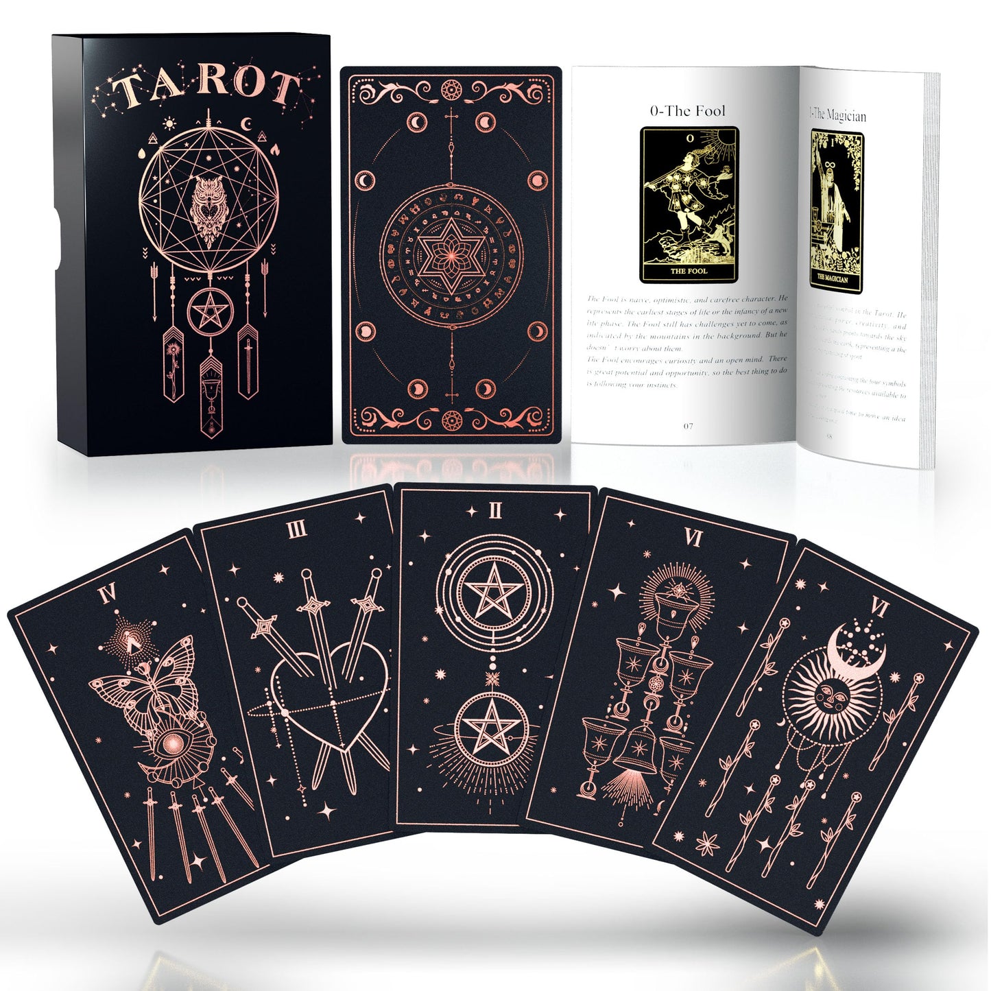 Acelion Original Plastic Tarot Card Set With Guide, Waterproof Tarot Cards,78 Pieces Of Tarot Cards With Gold Foil On The Surfac
