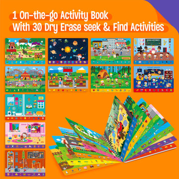 SpriteGru Search & Find Book 30 Dry Erase Activities Game Pad Reusable & Erasable Montessori Learning Toy Educational Games Autism Sensory Toys for Preschool Girls and Boys Ages 3 4 5 6