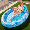 SLOOSH Inflatable Tanning Pool Lounger Float 70 x 50 Pool Floats mature-themed with Pillow Oval Suntan Tub Raft Floatie Sunbathing Bed Lounge for Water Blow Up Kids Ball Pit Party Gifts Blue