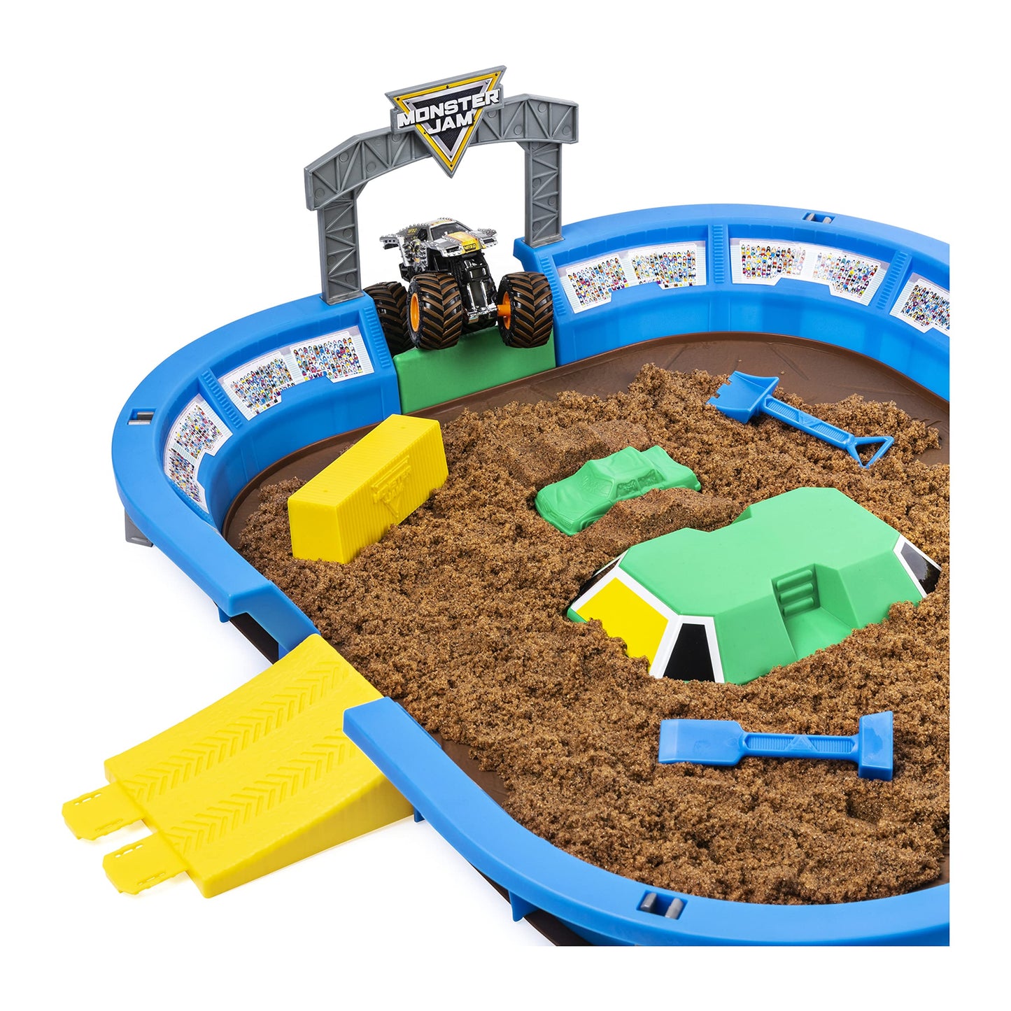 Monster Jam 24-Inch Dirt Arena Playset with 2lbs Monster Dirt & Exclusive Die-Cast Truck, Model 6046703, Plastic, Dirt Arena Color