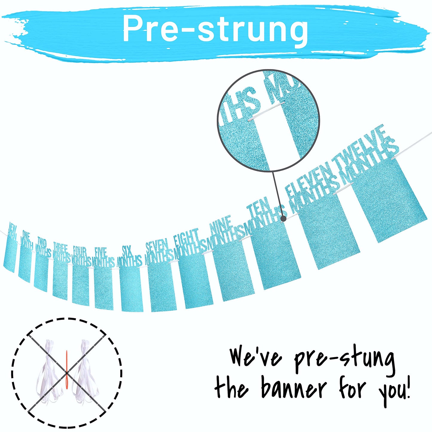 Partyhooman 1St Birthday Photo Banner For Baby From Newborn To 12 Months, First Birthday Decorations For Boys Monthly Milestones