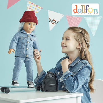 Dollfun World Girls 18 Inch Fashion Doll Set Katie(Australia) Fashion Dress Up Doll With Hair For Styling, Clothes, Shoes And Accessories. Silver Blonde Hair And Blue Eyes, Caucasian
