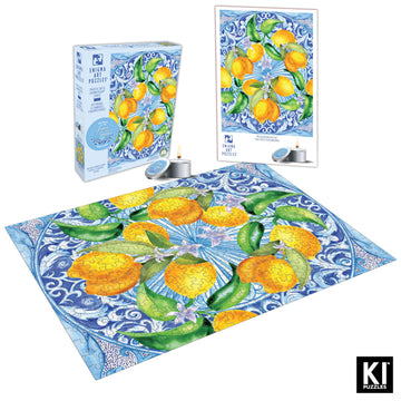 Ki Puzzles 500 Piece Puzzle For Adults Aromatherapy Mediterranean Tile Jigsaw + Scented Candle Playview Brands