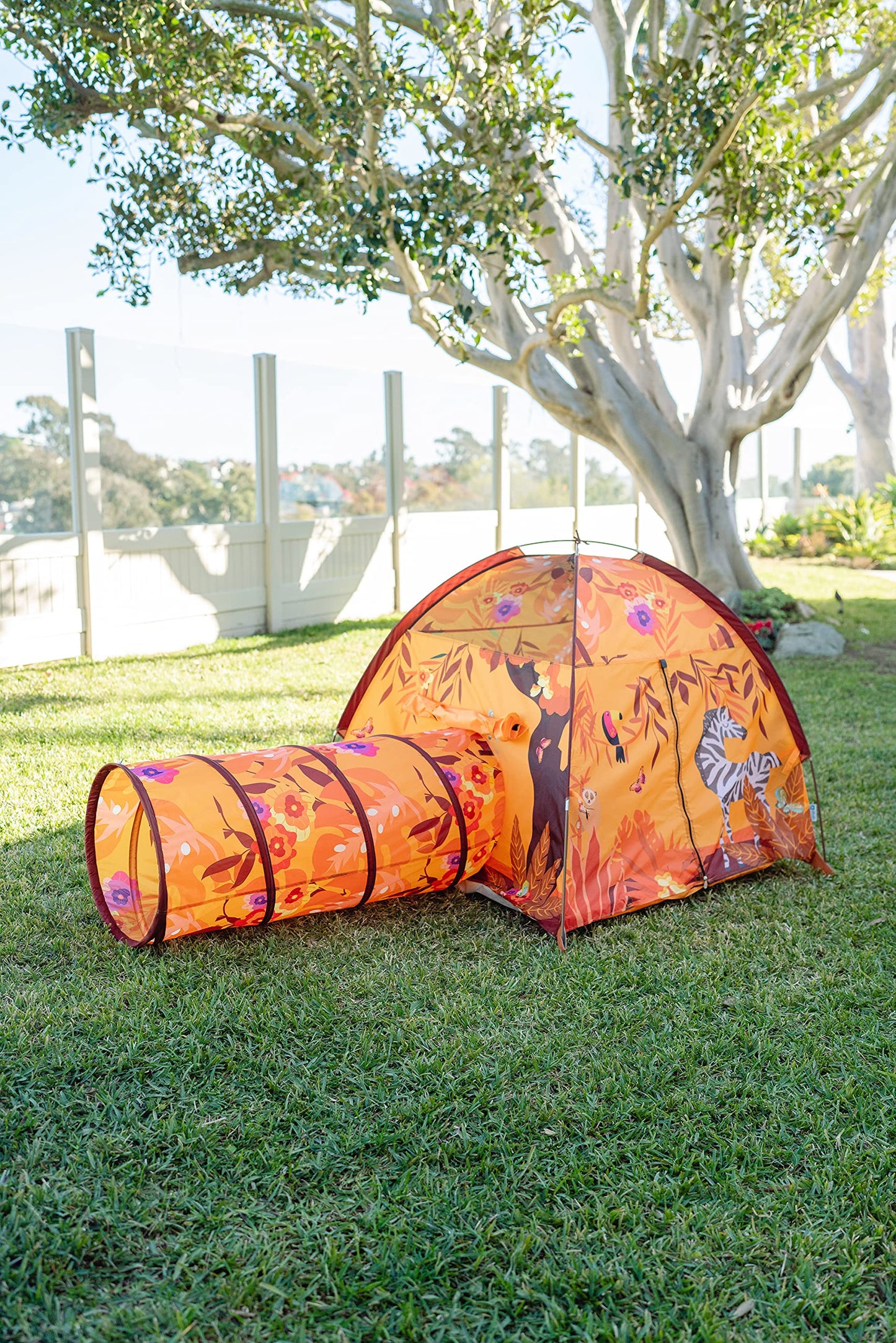 Pacific Play Tents 20428 Sunrise Safari Tent + Tunnel Combo 48'' X 48'' X 42''