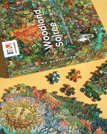 Evermade Woodland Soiree Jigsaw Puzzle - 1000 Pieces, Frameable 20'' x 28'', Cardboard, Model SZB-501