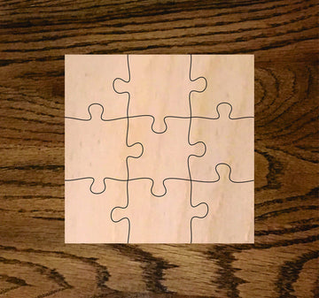 9 Piece Blank Wooden Puzzle, 1/4'' Thick, Crafting Puzzles, Blanks For Sublimination (8X8 Inch Puzzle)