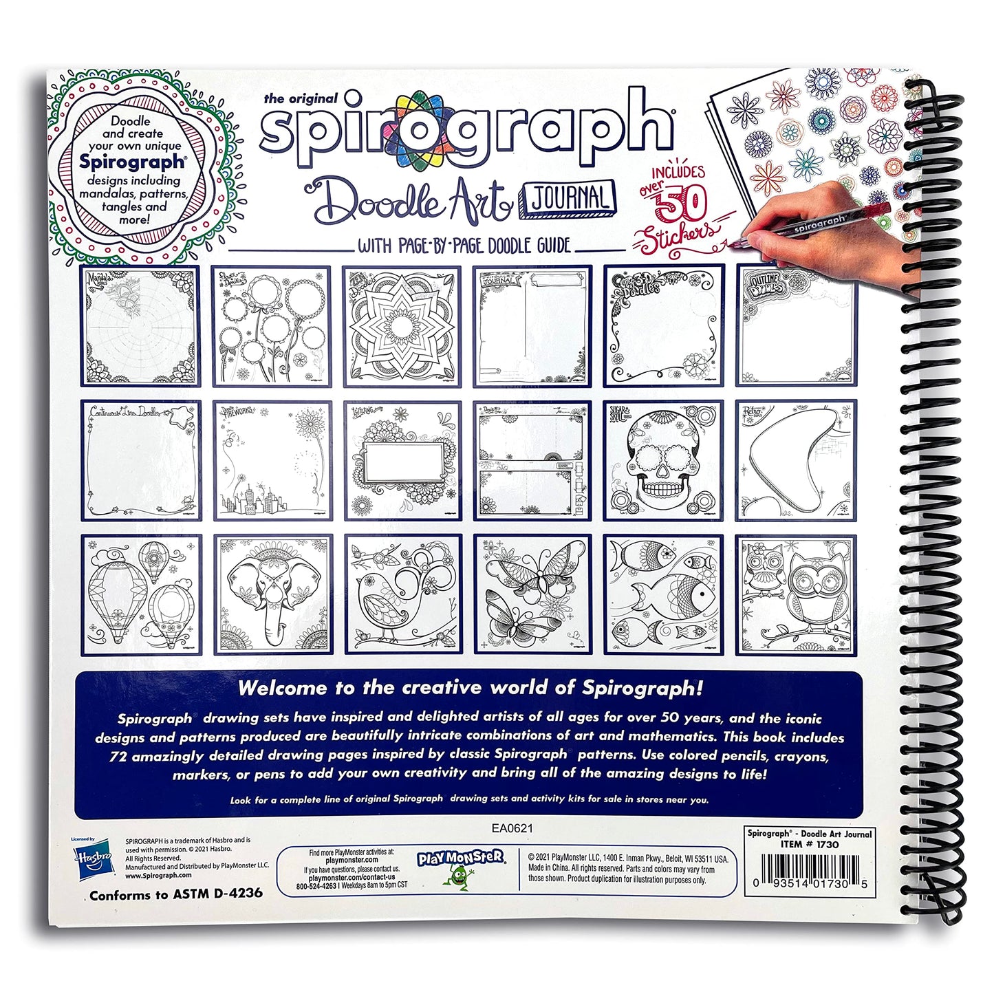 Spirograph - Doodle Art Journal - Activity Drawing Kit - With Guided Drawing Templates For Kids 8+