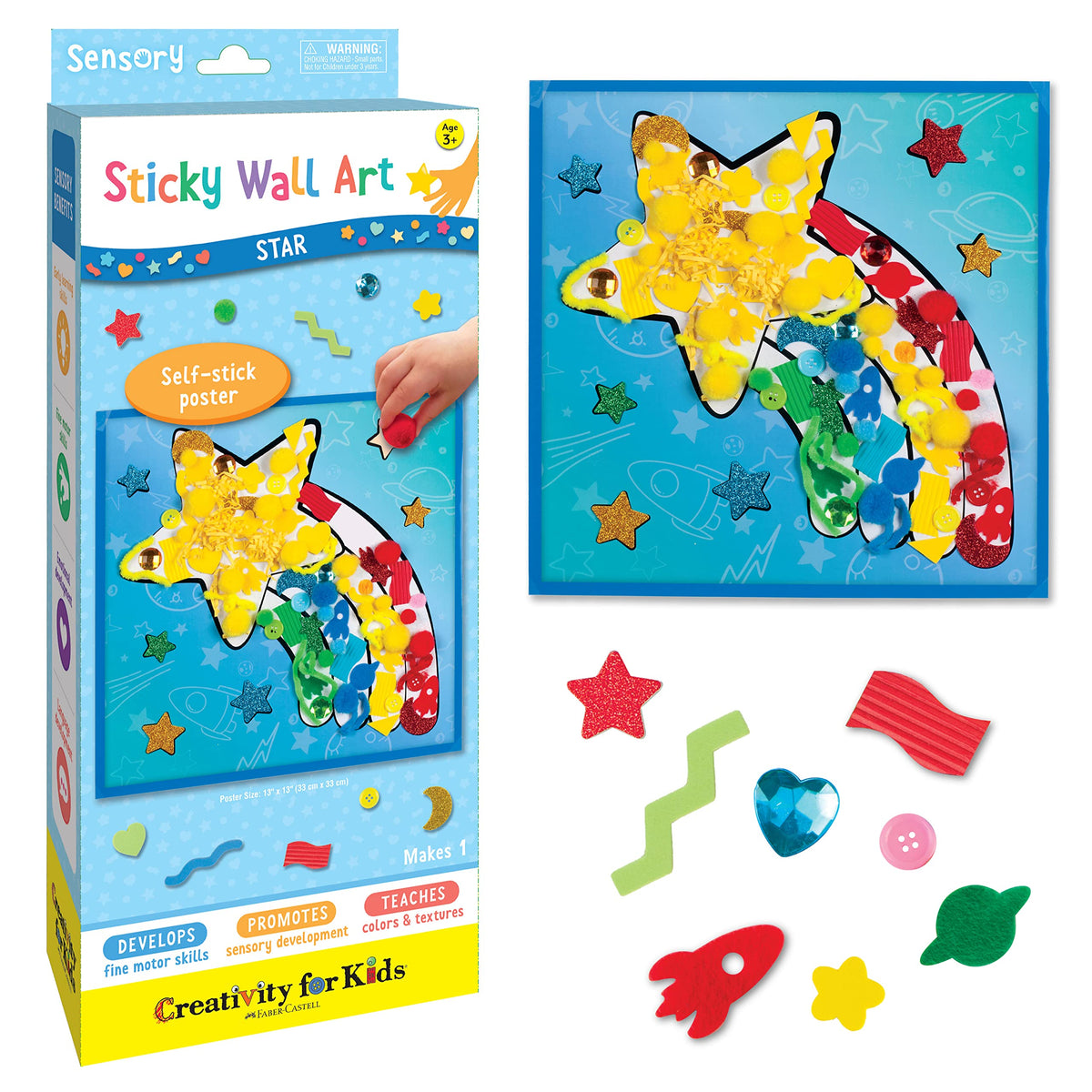 Creativity for Kids Sticky Wall Art: Star Toddler Learning Toys. Crafts for 3 Year Olds, Preschool Crafts