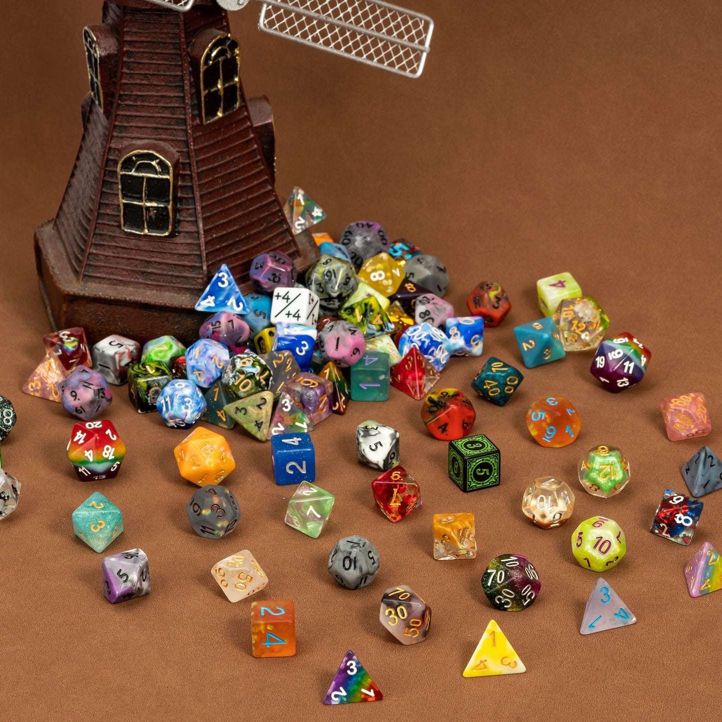 HDdais 7pcs Random Color DND Dice Set, 7-die Polyhedral D&D Dice for DND RPG MTG Table Games Dungeons and Dragons Dice