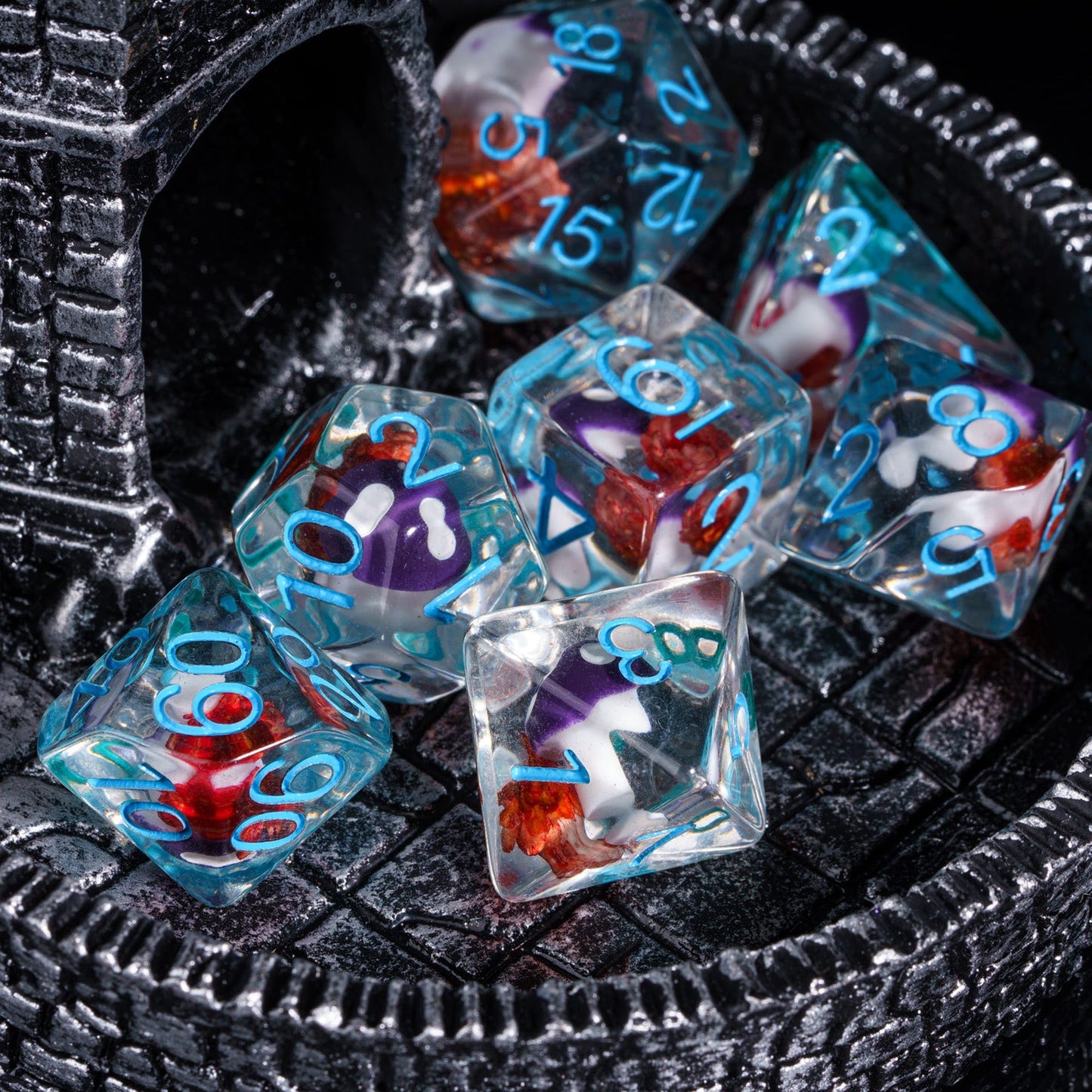 UDIXI 7PCS Polyhedral DND Dice, D&D Dice Set Filled with Mushroom and Flower for Role Playing Dice Games as DND RPG MTG Table Ga