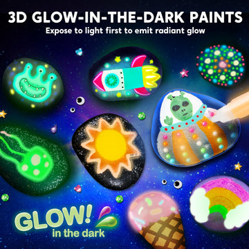 JOYIN Rock Painting Kit- Glow in The Dark Rock Kit, Arts and Crafts for Kids Ages 6-12, Art Supplies Toy, Kids Craft Paint Kits,