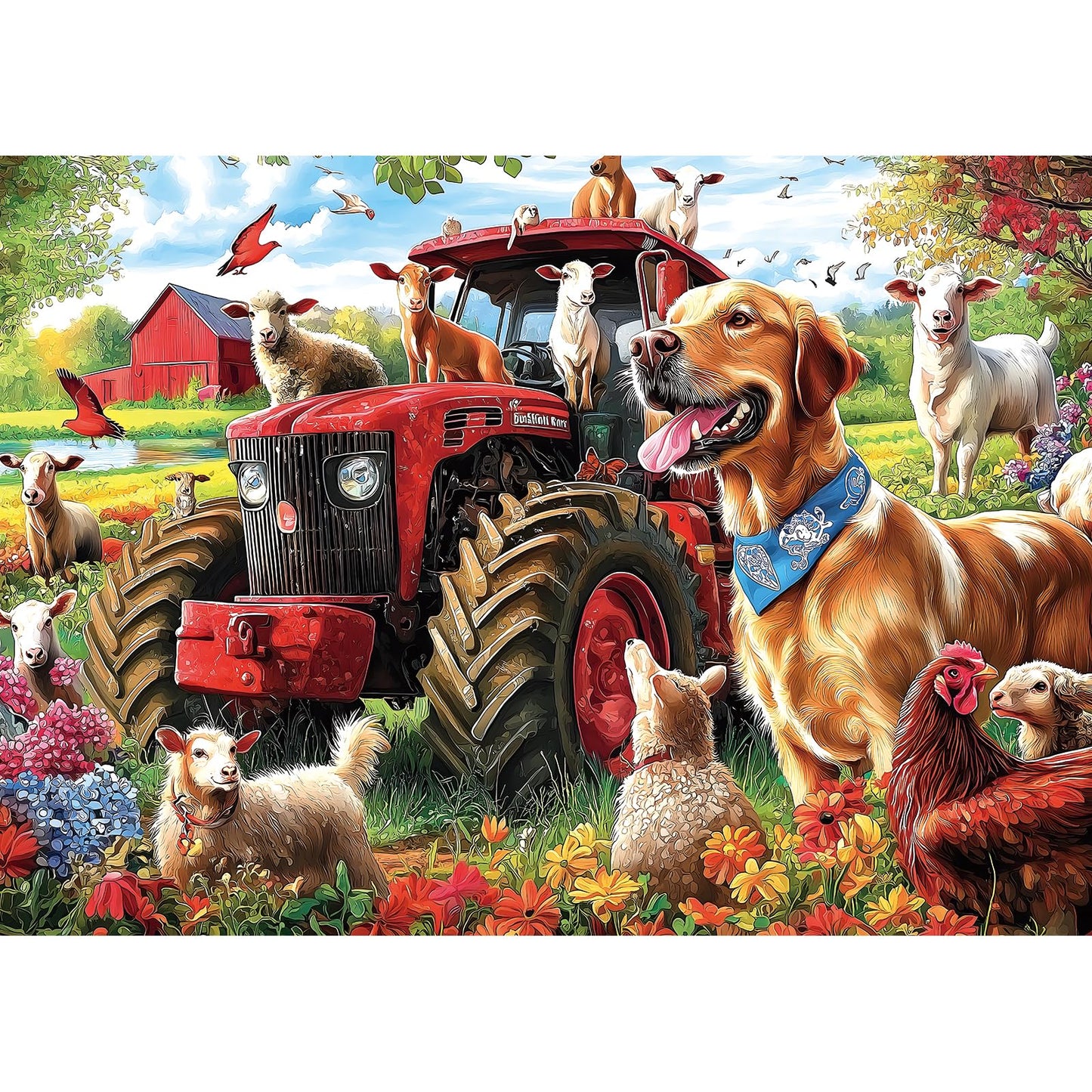 Miniwan 1000 Piece Farm Animals Jigsaw Puzzle - Classic Barnyard Scene, Challenging Adult Puzzle For Game Nights 27.5X19.7 Inch