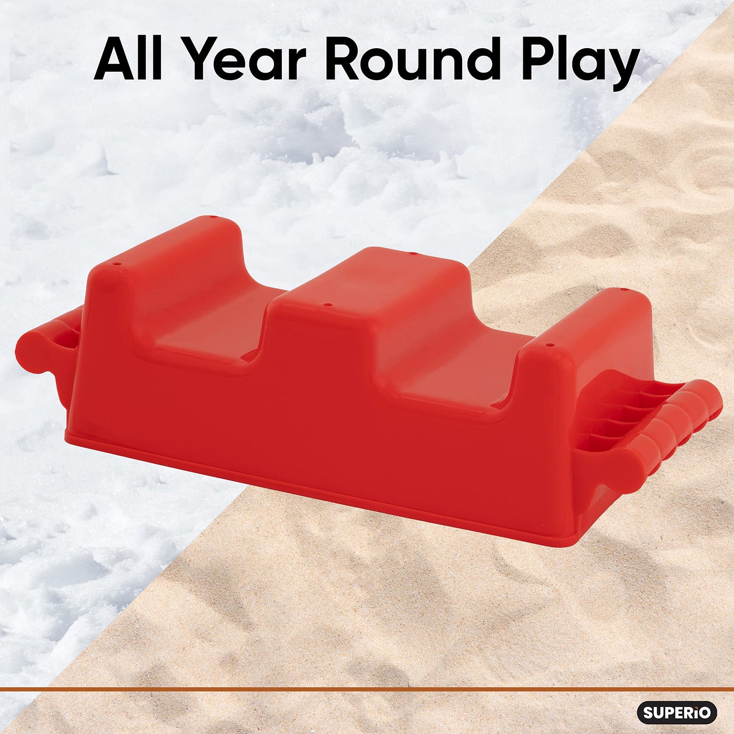 Superio Sand Block Form Crenellated Wall Shaper -Red Sandbox Block Shaper 11 , Kids Outdoor Toys Winter Snow Fort, Snow Castle