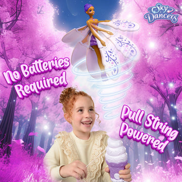 Sky Dancers Purple Licious- The Original Flying Doll Toy - Pull String Powered, Use Indoors Or Outdoors, No Batteries Required,