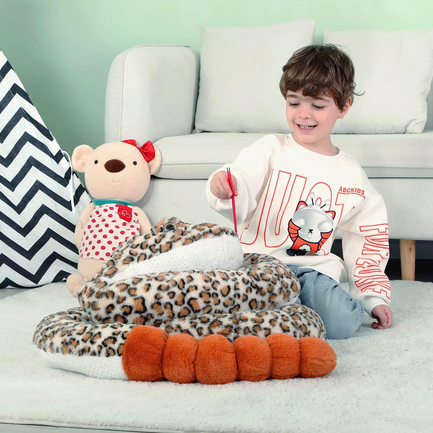 Ikasa Giant Snake Stuffed Animal Plush Toy,106' Large Rattlesnake Cute Jumbo Soft Toys,Huge Big Size Fluffy Plushy Fat Plushie,Gifts For Kids