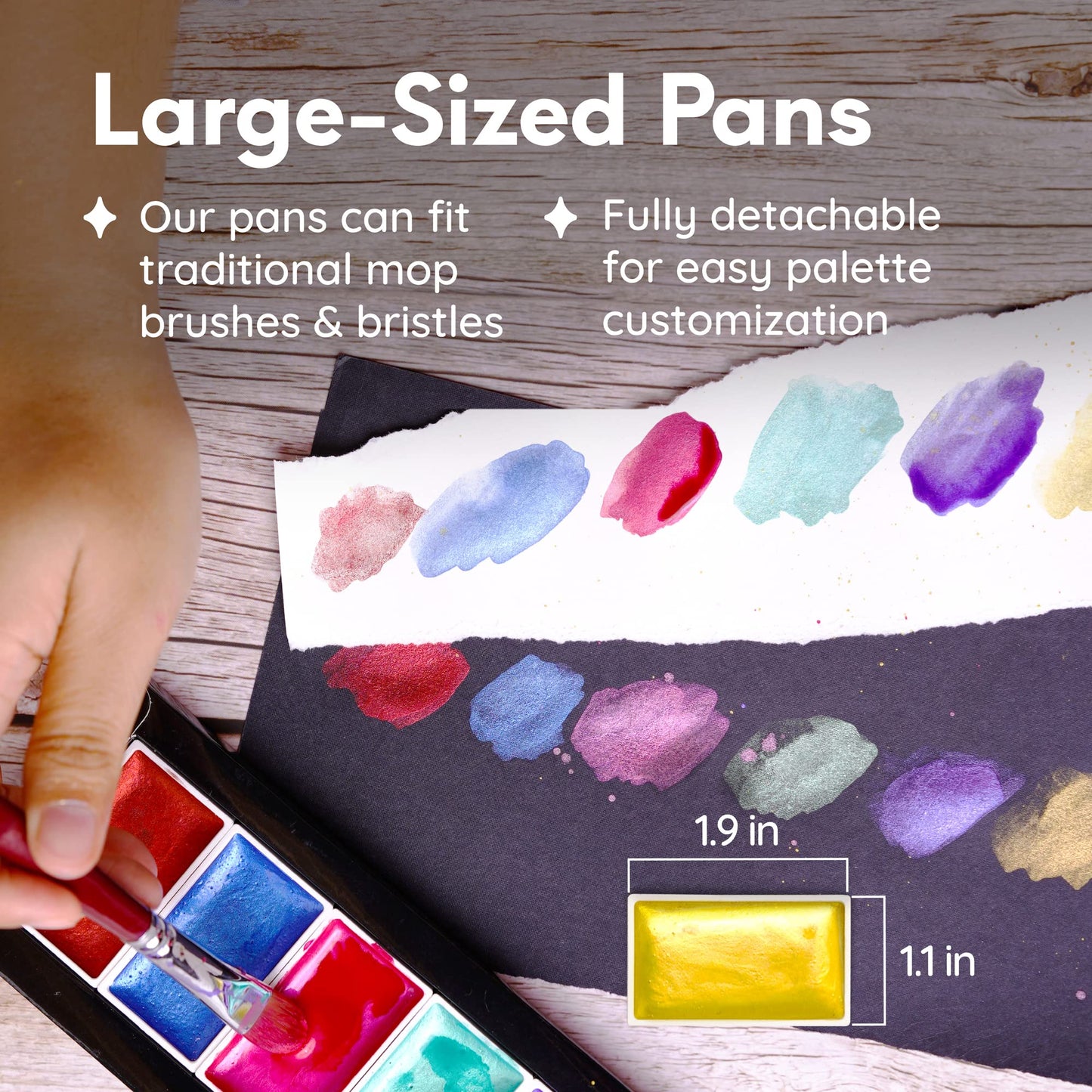 Mozart Supplies Professional Watercolor Paint Set - 6 Jewel Vibrant Colors - Light Weight And Portable Travel Watercolor Set - P