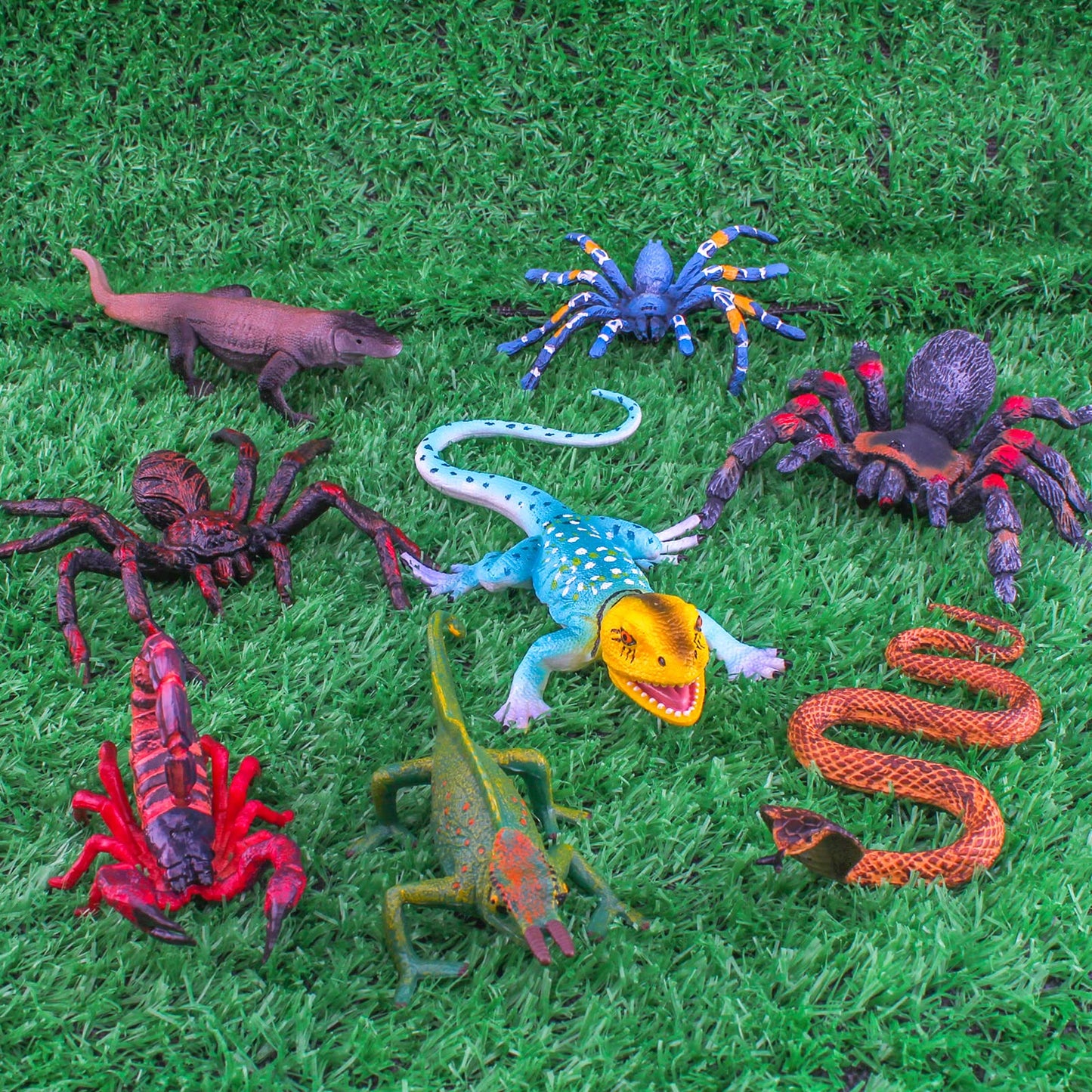 BRETOYIN Bearded Dragon Toys Snake Figurine 8PCS Realistic Lizard Figures Desert Diorama Animals Spider Figurines Chameleon Toys