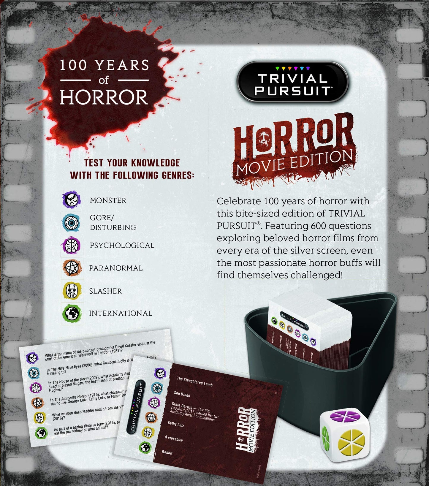 Usaopoly Quick Play Trivial Pursuit: Horror Movie Edition, Questions From Classic Horror Films, Board Game For Fans Of Horror Mo