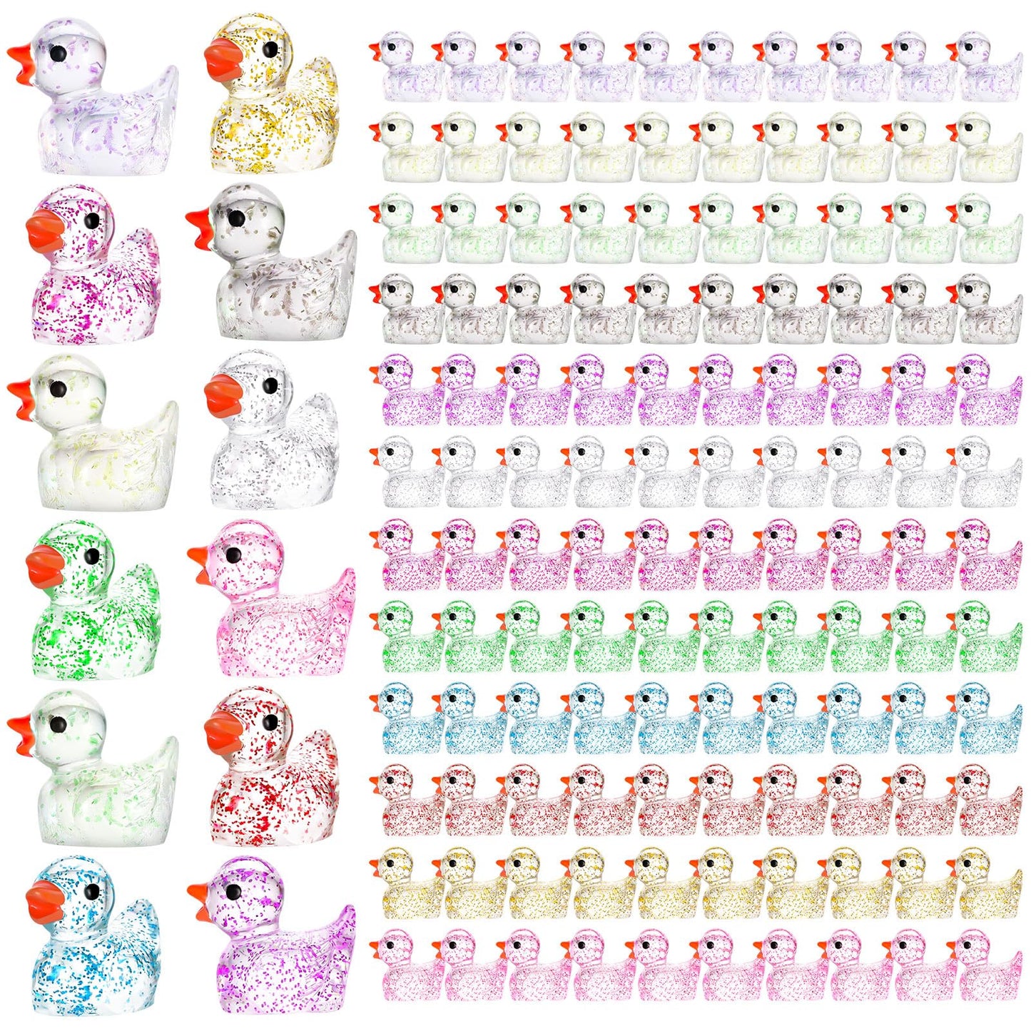 Fuyamp 120 Mini Resin Duck Patterns,Colorful Mini Ducks,Mini Garden,Mini Cute Duck Decoration Patterns,Family Garden,Doll House