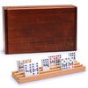 Yellow Mountain Imports Double 12 Dominoes Game Set with 91 Tiles, Wooden Case & Racks, Multi-colored Pips/Dots